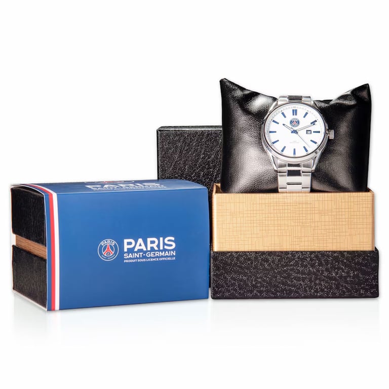 Paris Saint Germain FC Stainless Steel Casing Watch with PSG Crest and 100M Water Resistance
