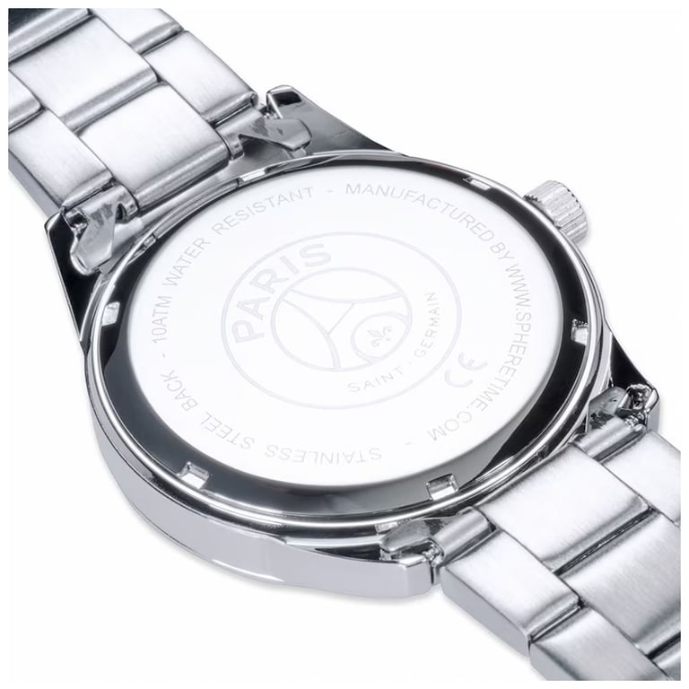 Paris Saint Germain FC Stainless Steel Casing Watch with PSG Crest and 100M Water Resistance