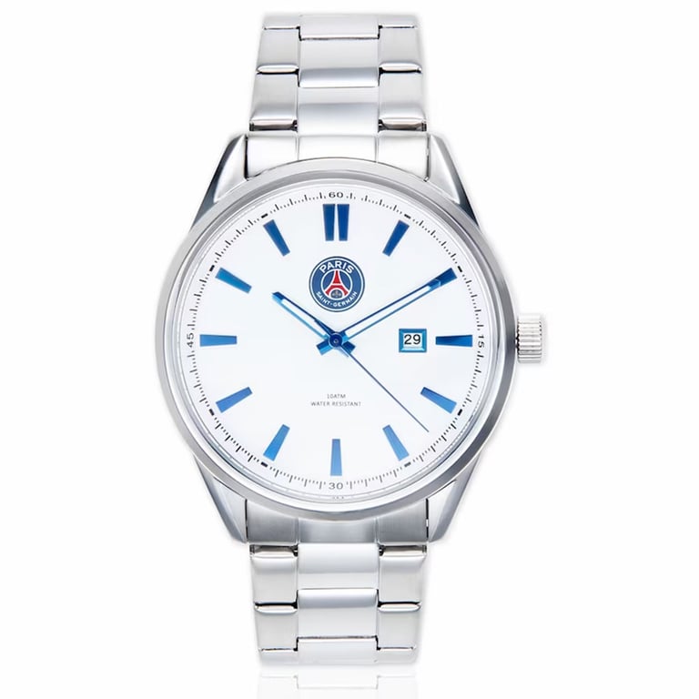 Paris Saint Germain FC Stainless Steel Casing Watch with PSG Crest and 100M Water Resistance