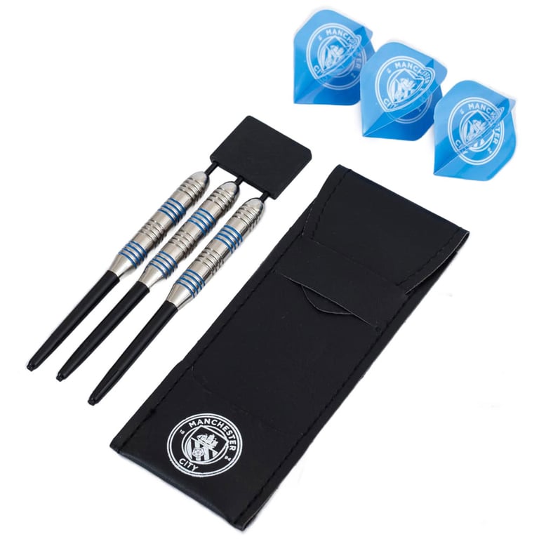 Manchester City FC Darts Set - Complete Kit with 3x Dart Barrels & Man City Crest Flights