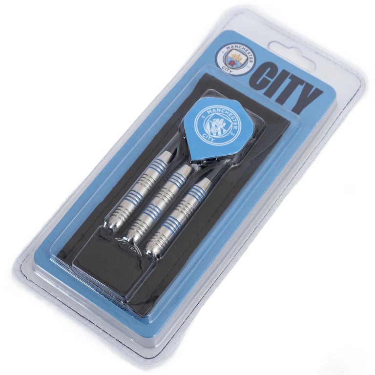 Manchester City FC Darts Set - Complete Kit with 3x Dart Barrels & Man City Crest Flights