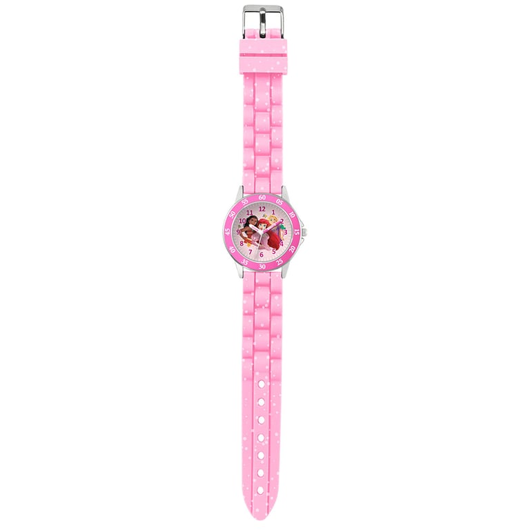 Disney Princess Junior Time Teacher Watch - Easy Read Analogue Watch for Kids with Metal Casing and Silicone Strap