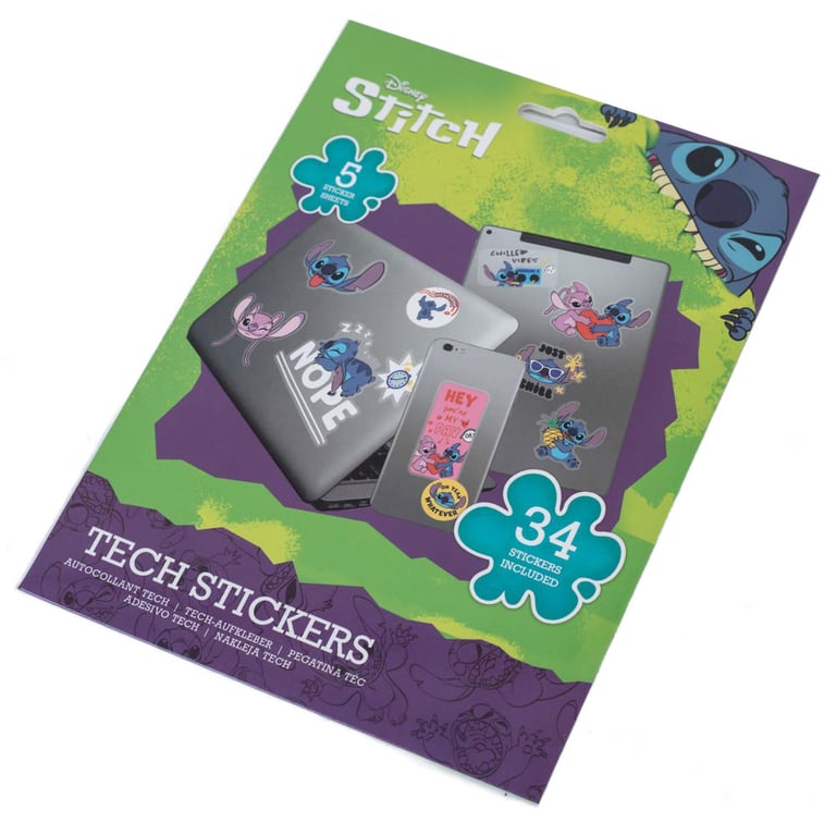 Lilo & Stitch Vinyl Tech Stickers Set - 34 Self-Adhesive Designs for Phones and Tablets