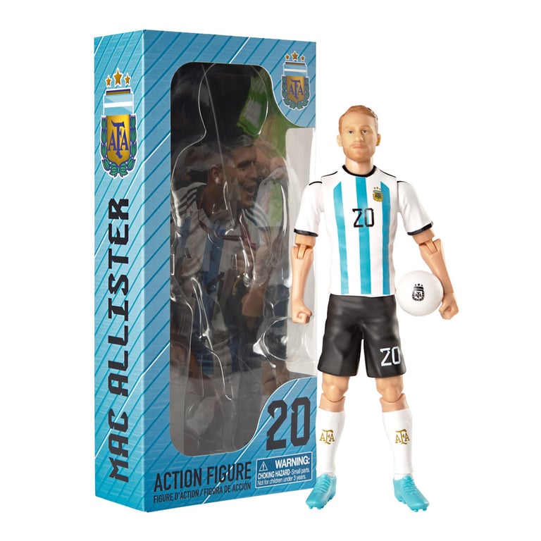 Argentina Mac Allister 20cm Articulated Soccer Player Action Figure with Football Accessory