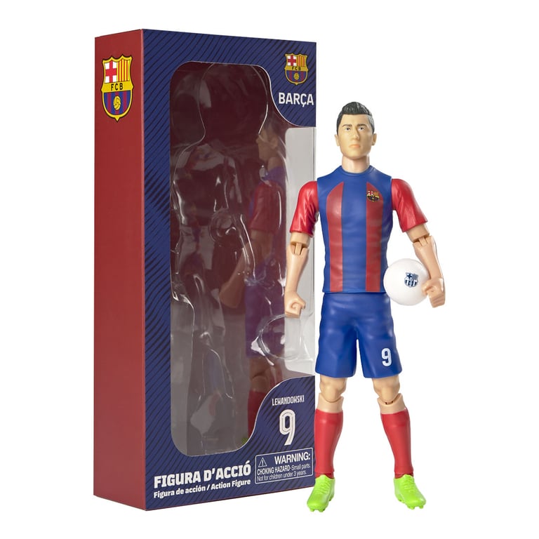 FC Barcelona Lewandowski 20cm Detailed Action Figure with 10 Points of Articulation and Barca Football