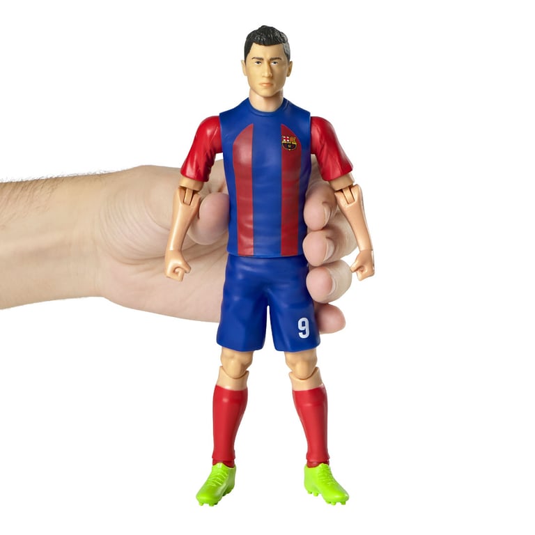 FC Barcelona Lewandowski 20cm Detailed Action Figure with 10 Points of Articulation and Barca Football