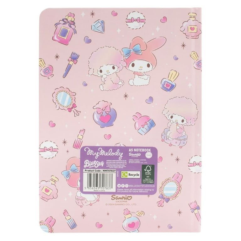 My Melody A5 Hard Backed Notebook - 120 Lined Pages, 80 Gsm Paper