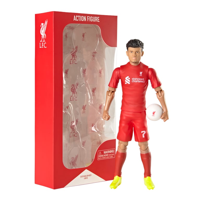Liverpool FC Luis Diaz 20cm Action Figure - 10 Points of Articulation & Official Liverpool Football Included