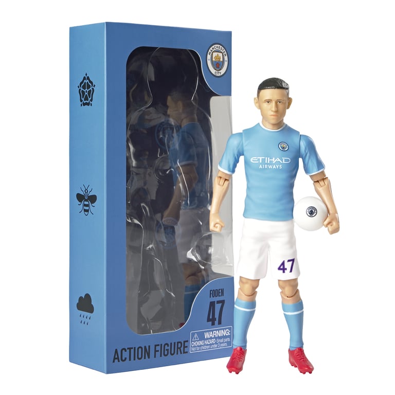 Manchester City FC Foden 20cm Action Figure with 10 Points of Articulation and City Football Included