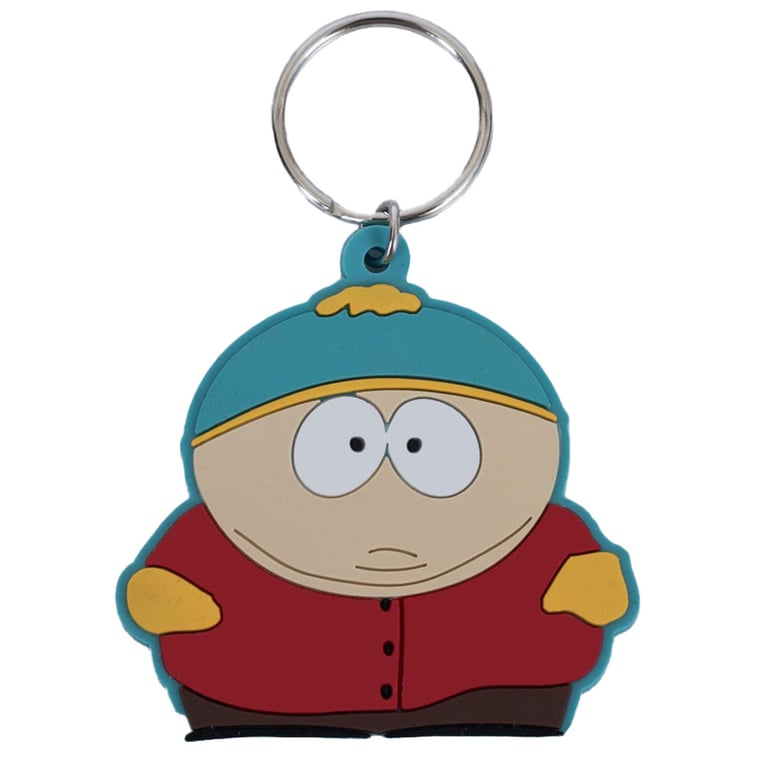 South Park Cartman PVC Keyring - Colourful Cartoon Character Keychain with Chain and Split Ring