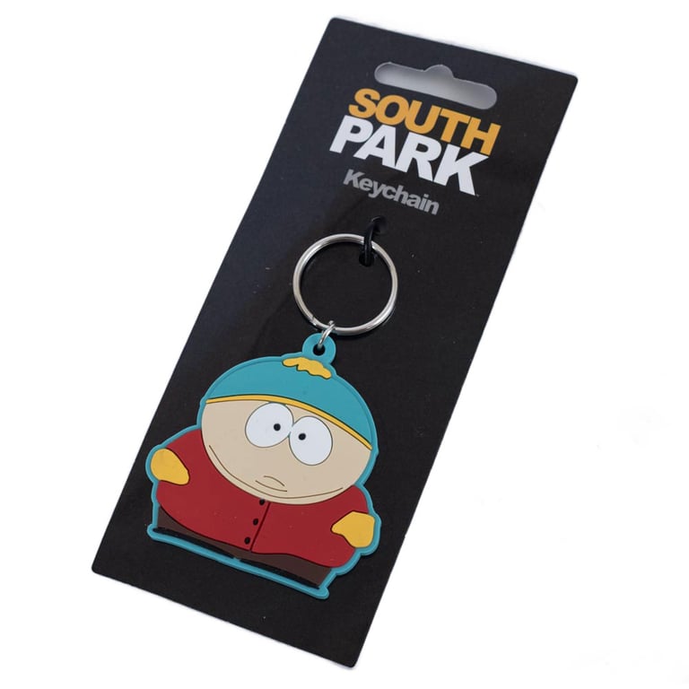 South Park Cartman PVC Keyring - Colourful Cartoon Character Keychain with Chain and Split Ring