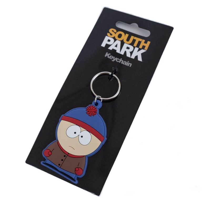 South Park Stan PVC Keyring - Durable 5mm Thick Colorful Keychain with Chain and Split Ring