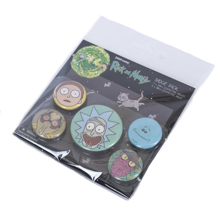 Rick And Morty Character Badge Set - Safety Pin Fixing School Bag Accessory