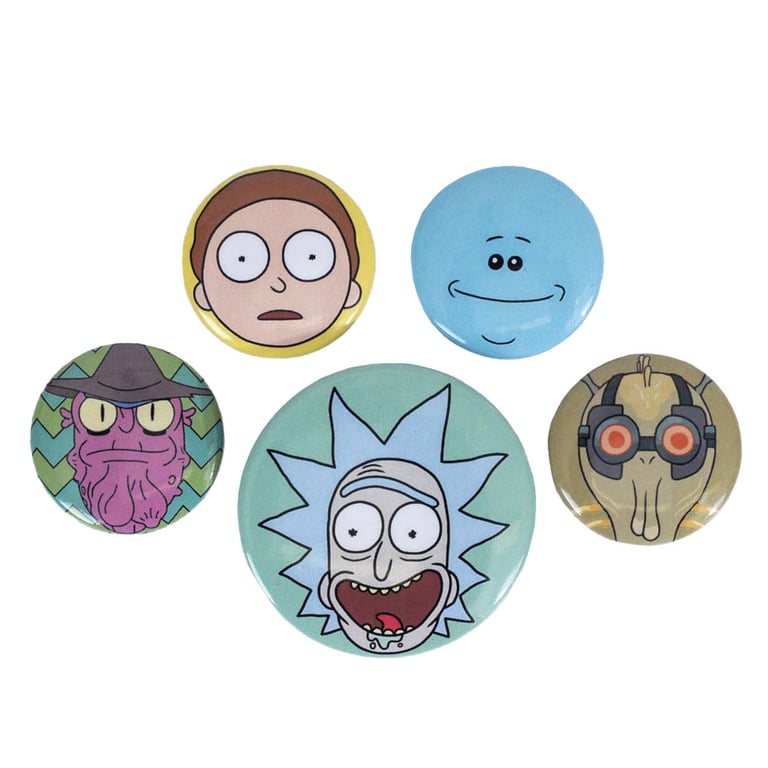 Rick And Morty Character Badge Set - Safety Pin Fixing School Bag Accessory