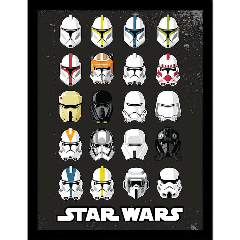 Star Wars Trooper Helmets Collector Print - High Resolution Art in Shatterproof Black Frame