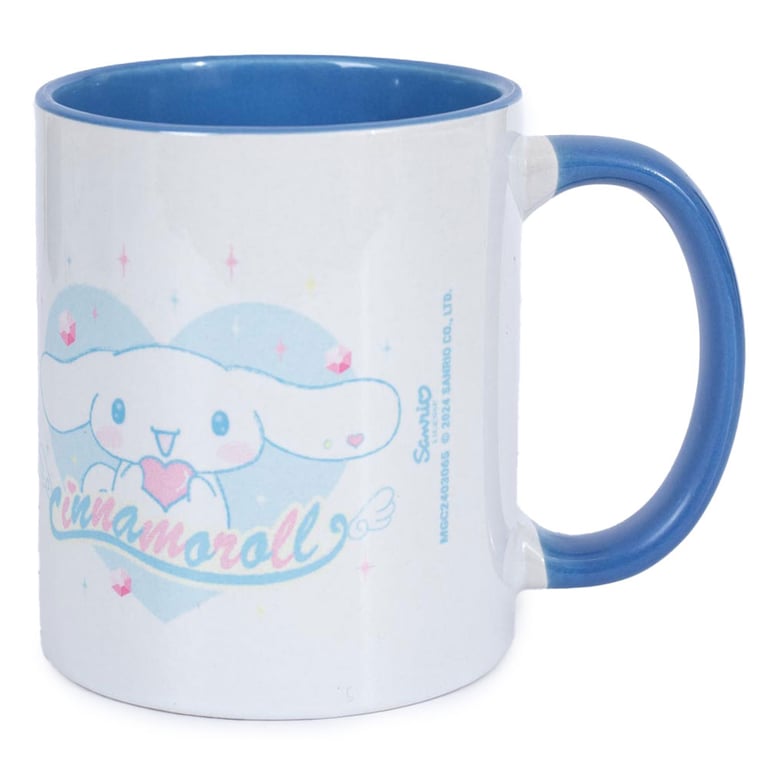 Cinnamoroll Ceramic Coffee Mug with Baby Blue Heart Design and Glazed Finish