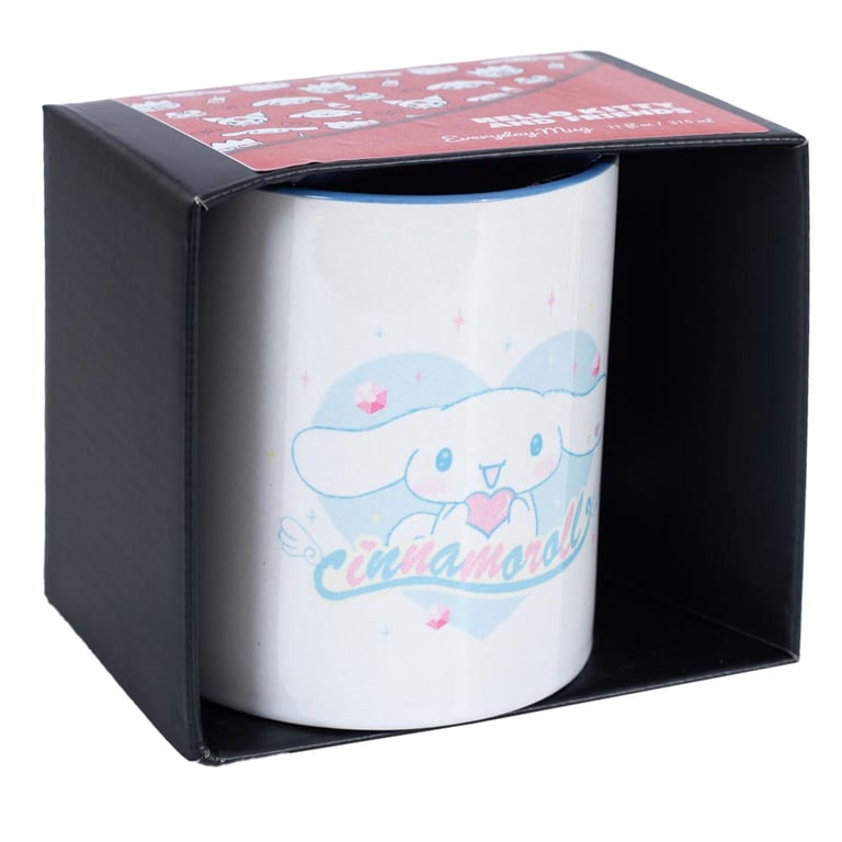 Cinnamoroll Ceramic Coffee Mug with Baby Blue Heart Design and Glazed Finish