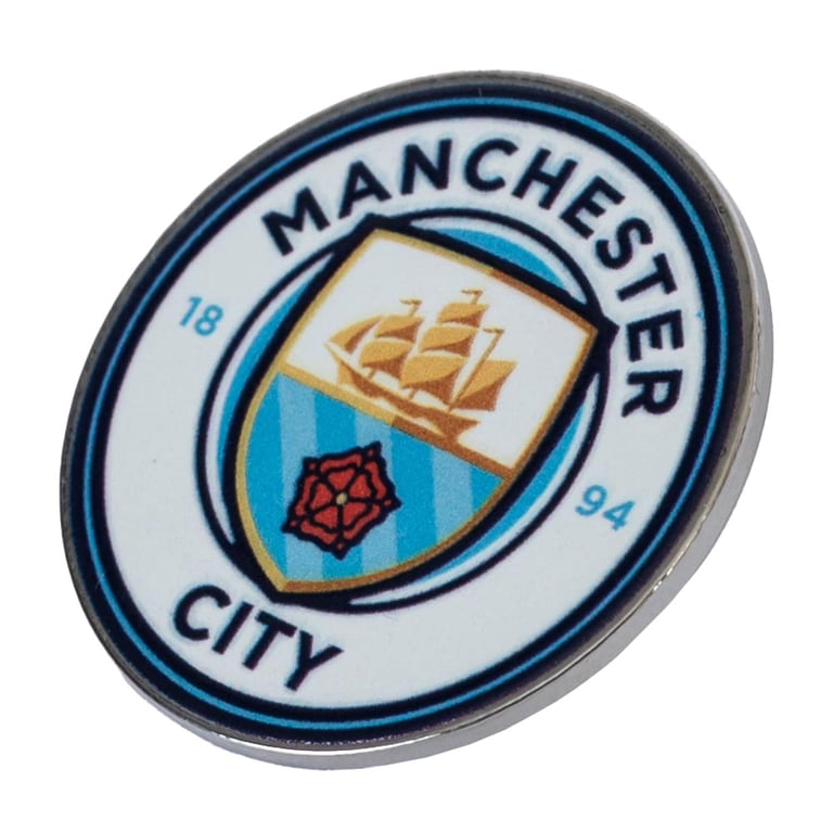 Manchester City FC Enamel Club Crest Pin Badge - Metal Alloy Finish with Rubber Clasp Fixing