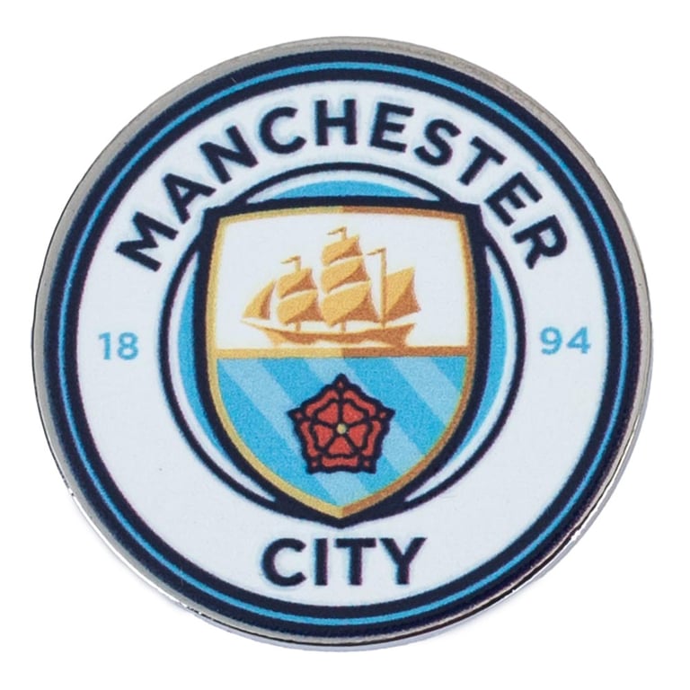 Manchester City FC Enamel Club Crest Pin Badge - Metal Alloy Finish with Rubber Clasp Fixing