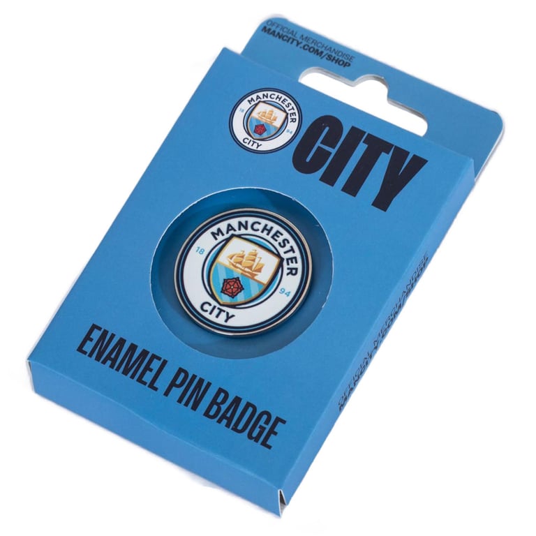 Manchester City FC Enamel Club Crest Pin Badge - Metal Alloy Finish with Rubber Clasp Fixing