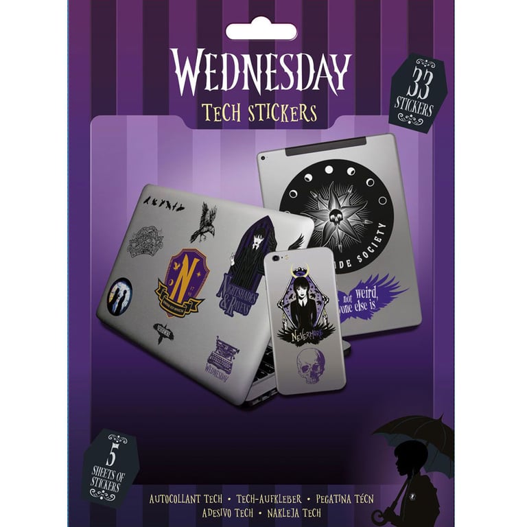 Wednesday Tech Stickers - Vinyl Self Adhesive Designs for Phones and Tablets