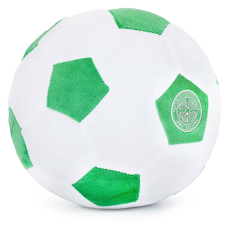 Celtic FC Soft Plush Football - Green and White Panels, 100 Polyester