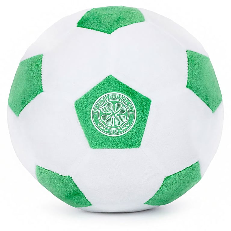 Celtic FC Soft Plush Football - Green and White Panels, 100 Polyester