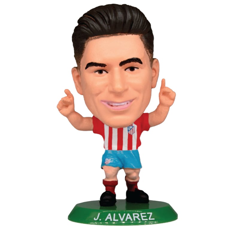 Julian Alvarez Atletico Madrid SoccerStarz Collectible Figure - 5cm Tall Figurine in Classic Home Kit on Green Base