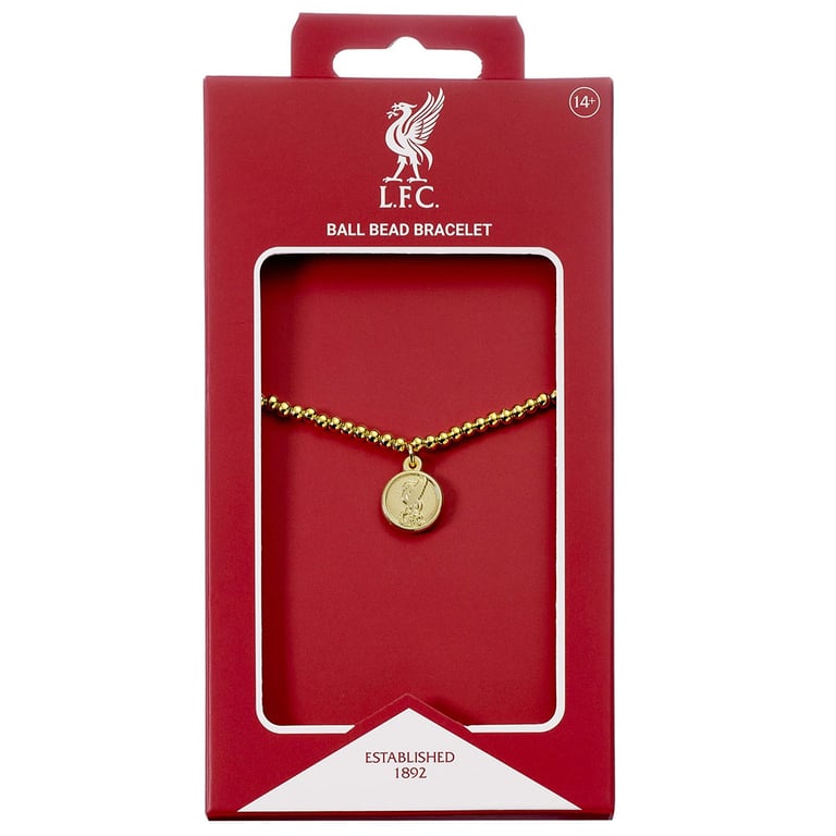 Liverpool FC Gold Finish Hypo-Allergenic Bead Bracelet with Charm