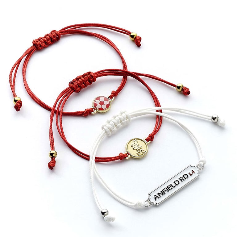Liverpool FC Bespoke Friendship Bracelet Set - 3 Colourful Charms with Team Charm