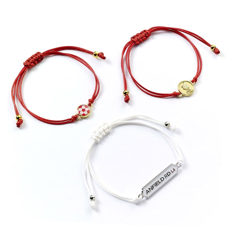 Liverpool FC Bespoke Friendship Bracelet Set - 3 Colourful Charms with Team Charm