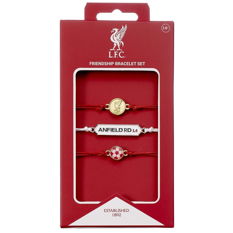 Liverpool FC Bespoke Friendship Bracelet Set - 3 Colourful Charms with Team Charm