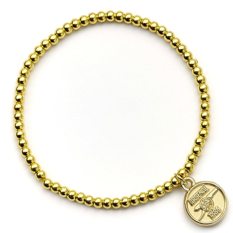 Arsenal FC Gold Finish Hypoallergenic Bead Bracelet with Team Charm
