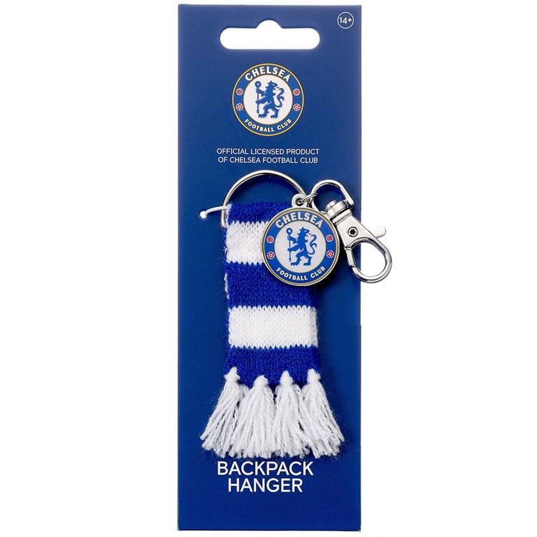 Chelsea FC Blue Bar Scarf Bag Charm - Crest Charm with Lobster Claw Clasp