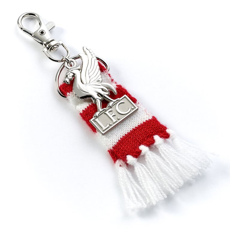 Liverpool FC Red Bar Scarf Bag Charm with Liverbird Keyring and Lobster Clasp