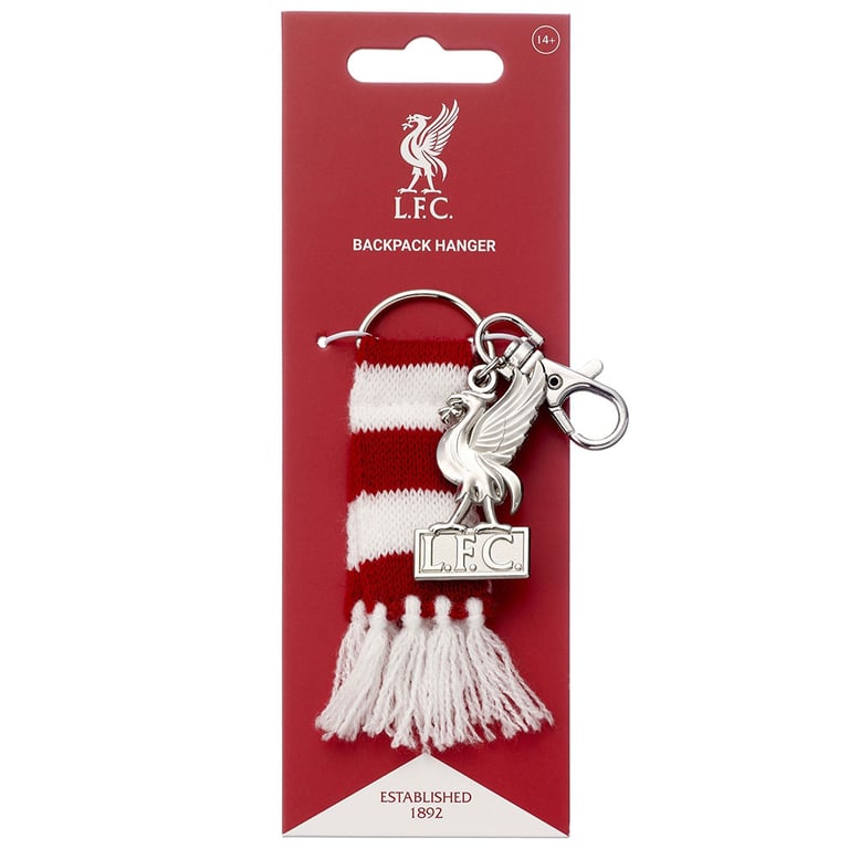 Liverpool FC Red Bar Scarf Bag Charm with Liverbird Keyring and Lobster Clasp
