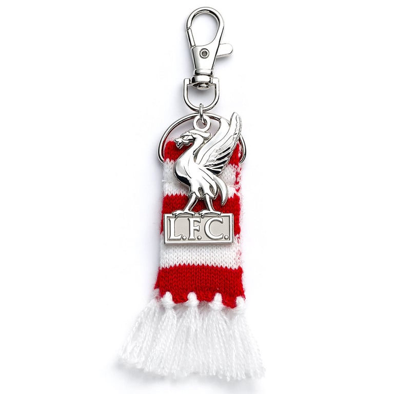 Liverpool FC Red Bar Scarf Bag Charm with Liverbird Keyring and Lobster Clasp