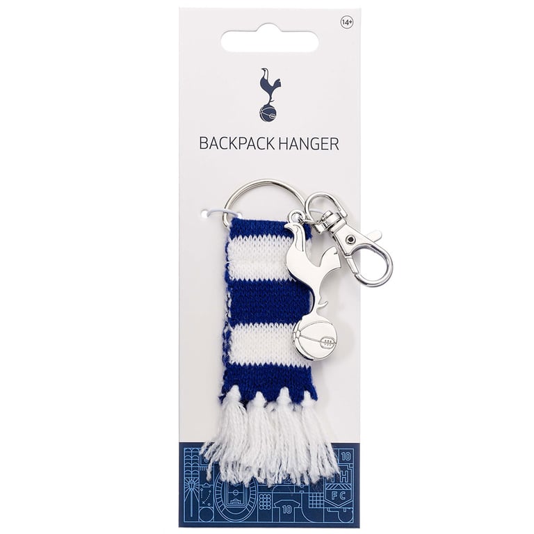 Tottenham Hotspur FC Blue Bar Scarf Bag Charm with Silver Team Charm and Lobster Claw Clasp