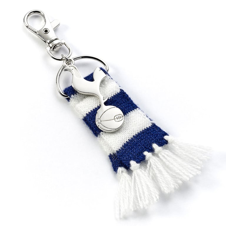 Tottenham Hotspur FC Blue Bar Scarf Bag Charm with Silver Team Charm and Lobster Claw Clasp