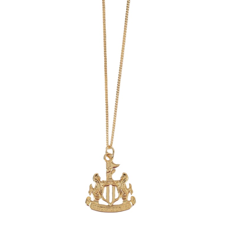 Newcastle United FC 18ct Gold Plated Sterling Silver Crest Pendant Necklace