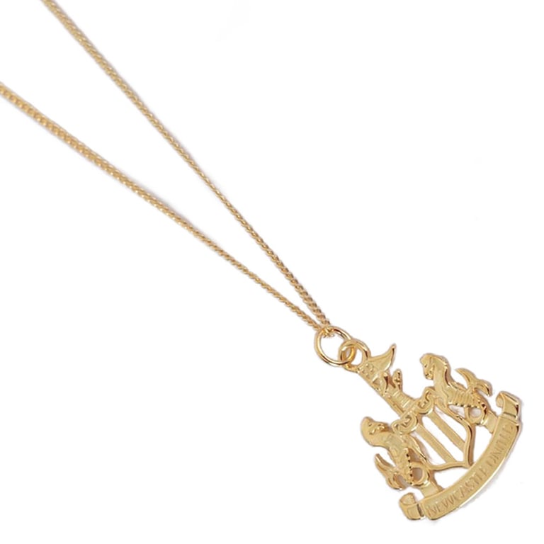 Newcastle United FC 18ct Gold Plated Sterling Silver Crest Pendant Necklace