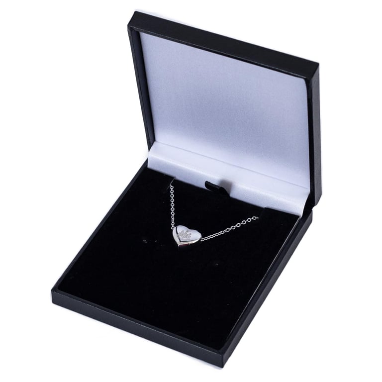 Newcastle United FC Stainless Steel Heart Necklace with Chrome Finish and Engraved Crest