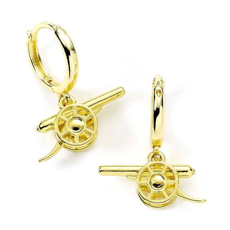 Arsenal FC Gold Finish Cannon Hoop Earrings - Hypo-Allergenic and Durable Football Club Accessories