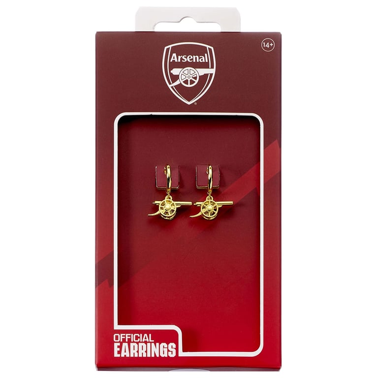 Arsenal FC Gold Finish Cannon Hoop Earrings - Hypo-Allergenic and Durable Football Club Accessories