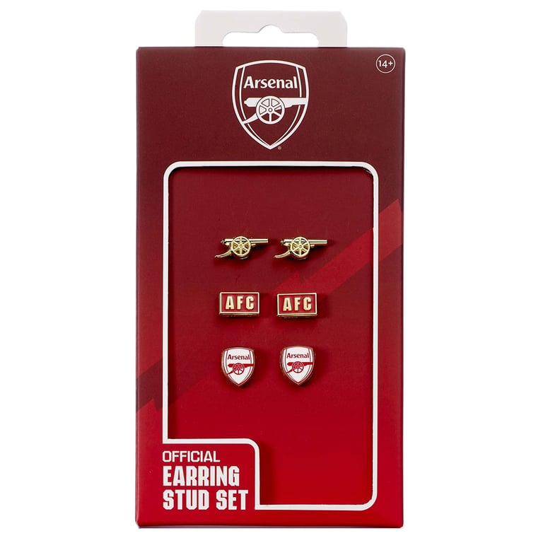 Arsenal FC Hypo-Allergenic Gold Finish Stud Earrings Set - Official Club Designs