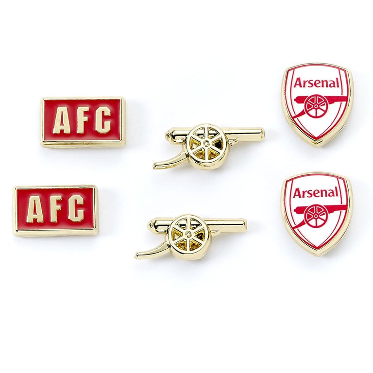 Arsenal FC Hypo-Allergenic Gold Finish Stud Earrings Set - Official Club Designs