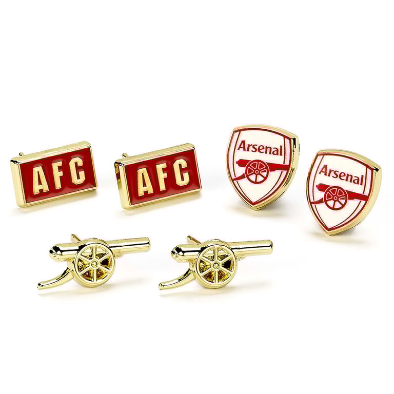Arsenal FC Hypo-Allergenic Gold Finish Stud Earrings Set - Official Club Designs