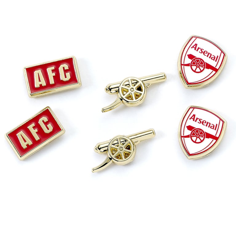 Arsenal FC Hypo-Allergenic Gold Finish Stud Earrings Set - Official Club Designs