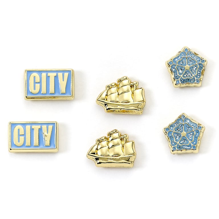 Manchester City FC Hypo-Allergenic Gold Finish Stud Earrings Set