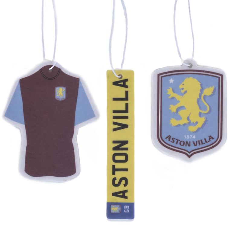 Aston Villa FC 3pk Long Lasting Air Fresheners with Crest & Home Kit Designs